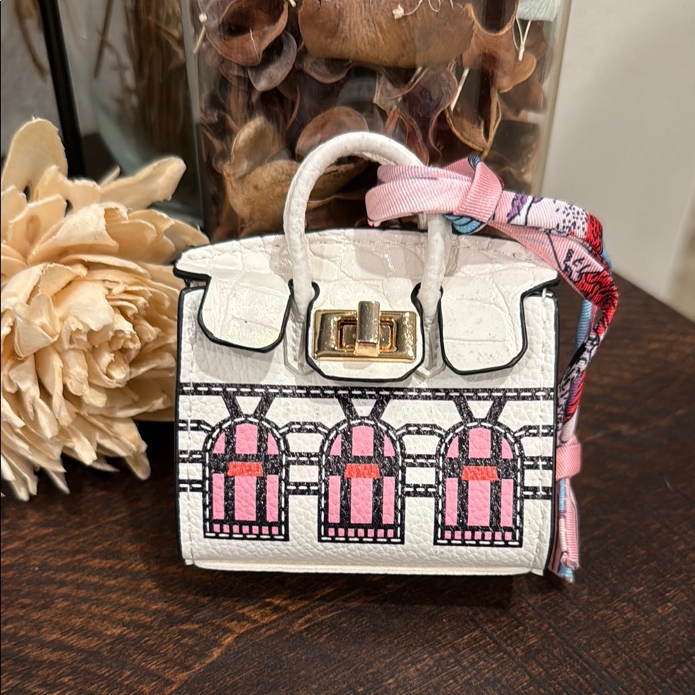 White and Pink Designer Mini Bag Charm